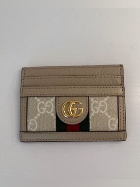 GUCCI Dollar Calfskin GG Supreme Monogram GG Marmont Card Case